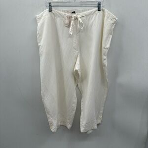 AVENUE 100% LINEN White Plus size womans cottagecore resortwear capri NWT 22/24